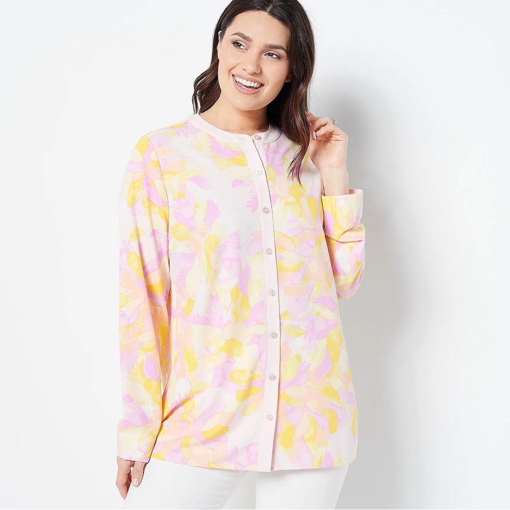 Isaac Mizrahi Live! Printed Crepe Blouse Shirt